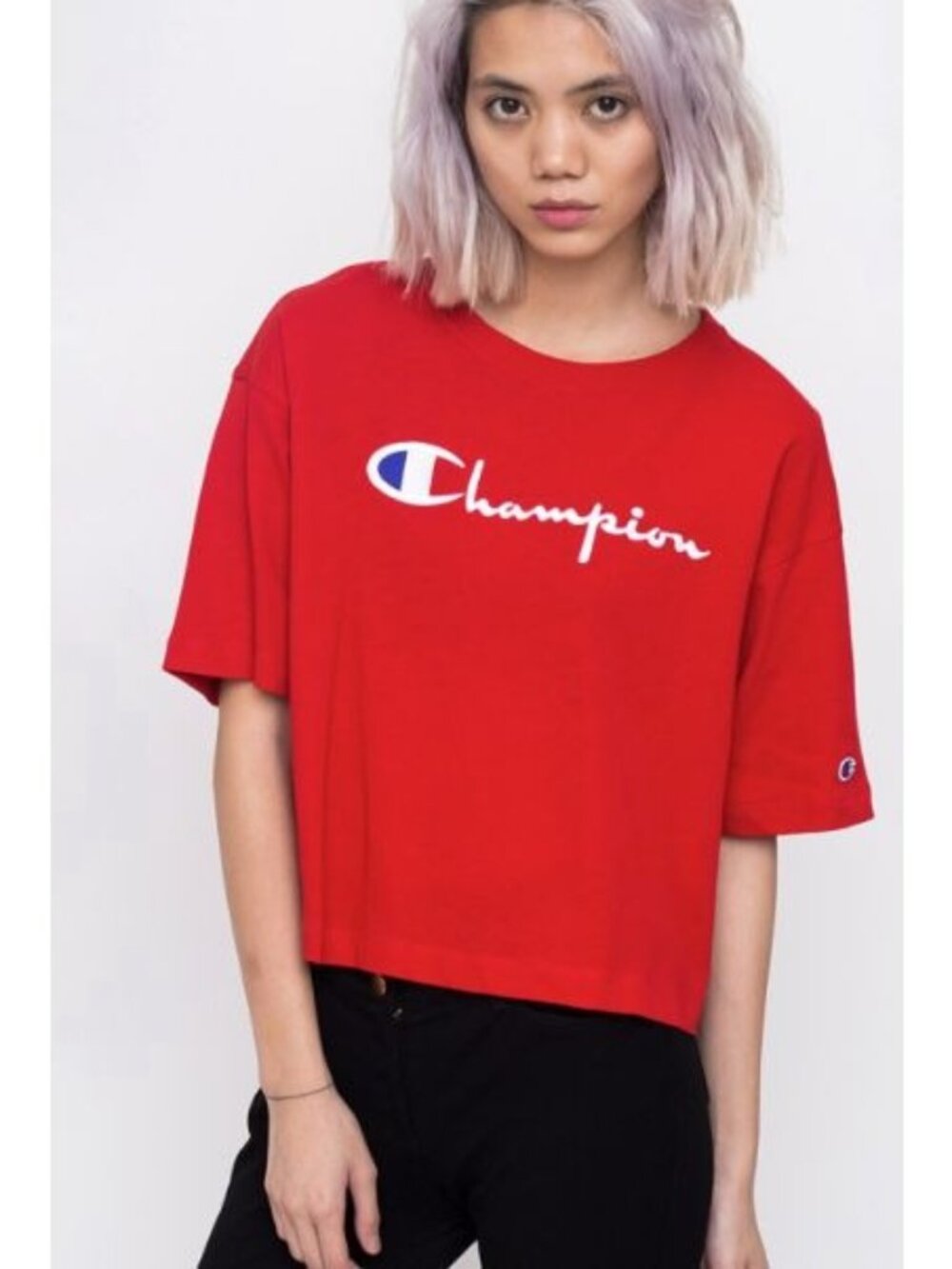 Champion Iconic Cropped Red Short-Sleeve Tee Womens Medium